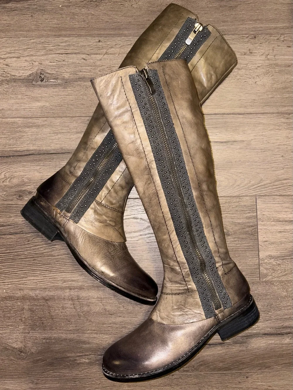 Vince Camuto Taupe Knee-High Leather Boots